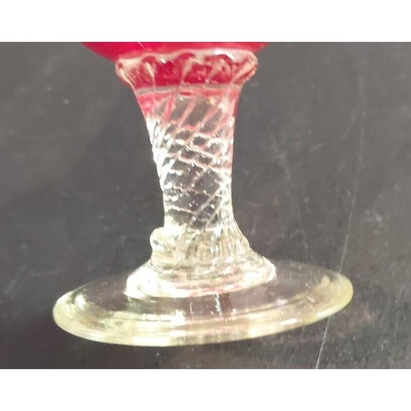 Vintage Small Orange Art Glass Vase Ruffled Glass Clear Stemmed Base 8 inch - Picture 3 of 5